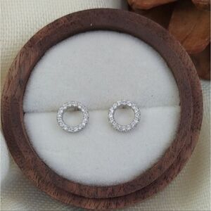 925 Sterling Silver Circle CZ Earrings